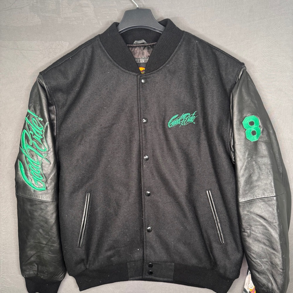 New Z Lander Varsity Jacket Mens L Leather Sleeve Cool Ride Embroidered 8 Wool